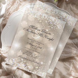 Glamourous Champagne Gold Glitter Wedding Invitation