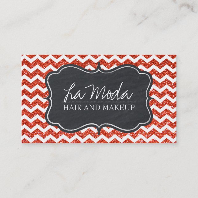 Glamourous Chevron Glitter Business Card (Front)