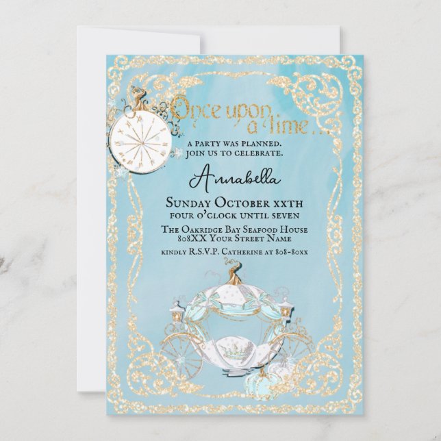 Glamourous Cinderella Fairytale Party Invitation (Front)