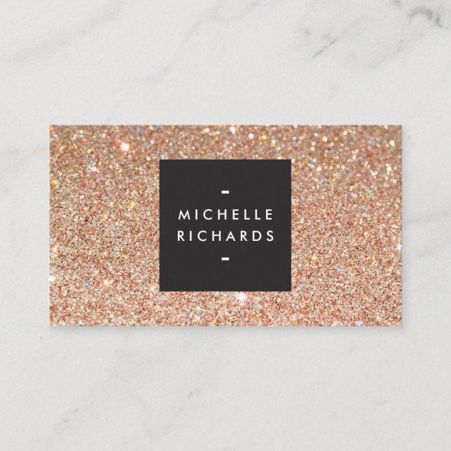 Glamourous Copper Glitter Modern Beauty Business Card (Front)