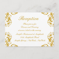 Glamourous Damask Wedding Reception Card
