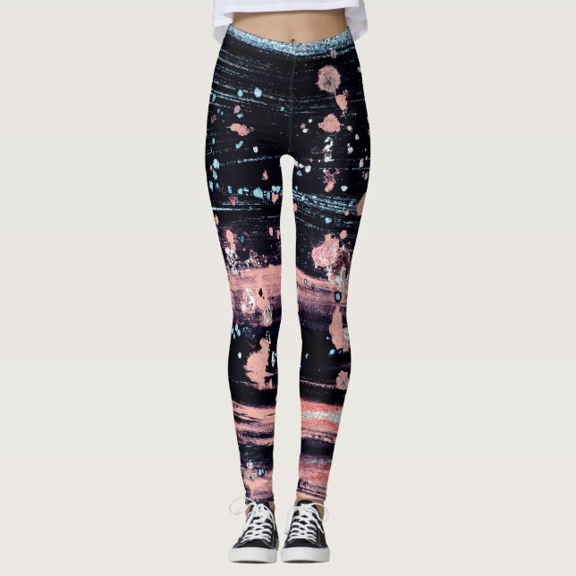 Glamourous Dark Grey Pink Spotlight Leggings (Front)