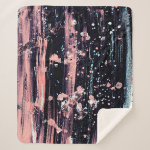 Glamourous Dark Grey Pink Spotlight Sherpa Blanket