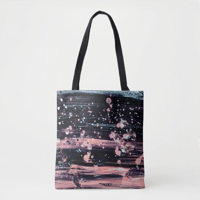Glamourous Dark Grey Pink Spotlight Tote Bag (Front)