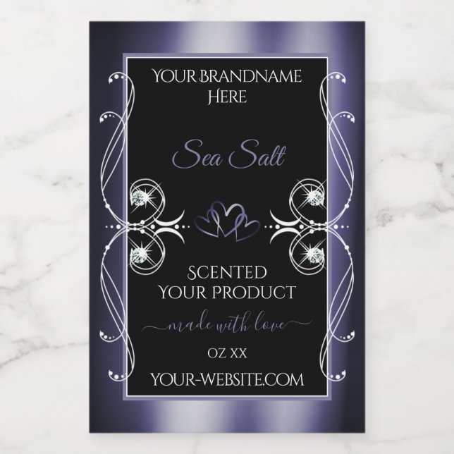 Glamourous Diamonds Black Blue Decor Product Label (Single Label)
