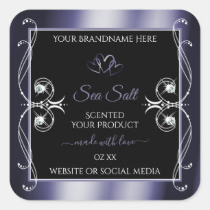 Glamourous Diamonds Black Blue Decor Product Label