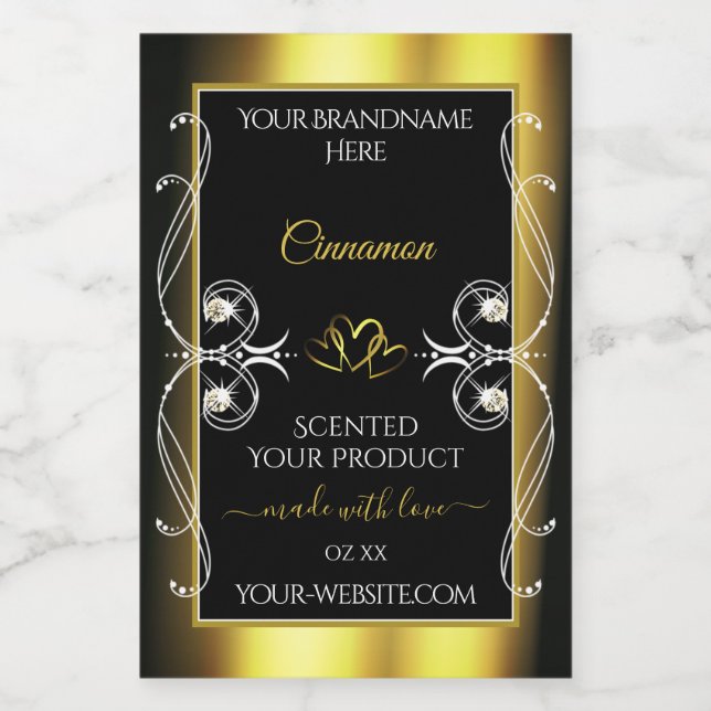 Glamourous Diamonds Black Gold Decor Product Label (Single Label)