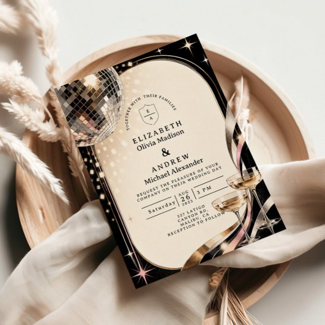Glamourous Disco Retro Wedding Invitation (Creator Uploaded)
