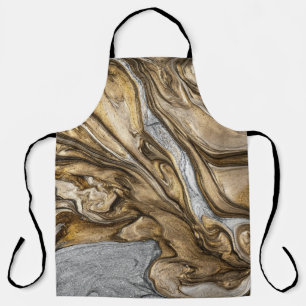 Glamourous Earthy Marble Swirl Pattern Apron