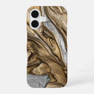Glamourous Earthy Marble Swirl Pattern iPhone 16 Case