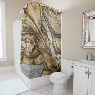 Glamourous Earthy Marble Swirl Pattern Shower Curtain