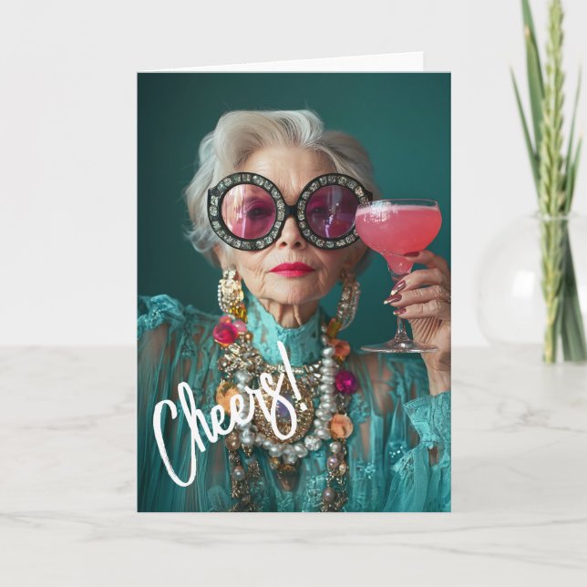 Glamourous Elderly Woman Bold Luxury Fashion Invitation (Front)