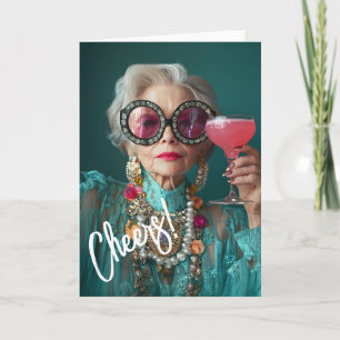 Glamourous Elderly Woman Bold Luxury Fashion Invitation