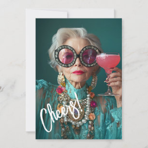 Glamourous Elderly Woman Bold Luxury Fashion Invitation