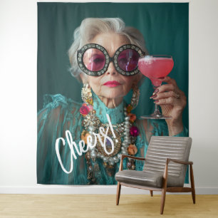 Glamourous Elderly Woman Bold Luxury Fashion Tapestry