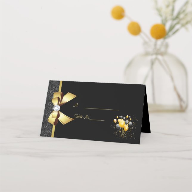 Glamourous Elegance Birthday Party Place Card (Front)