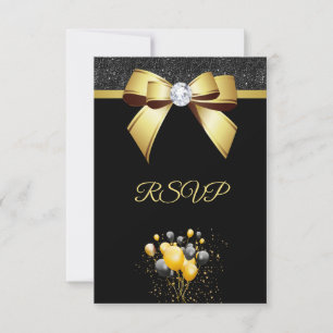 Glamourous Elegance Birthday Party RSVP Card