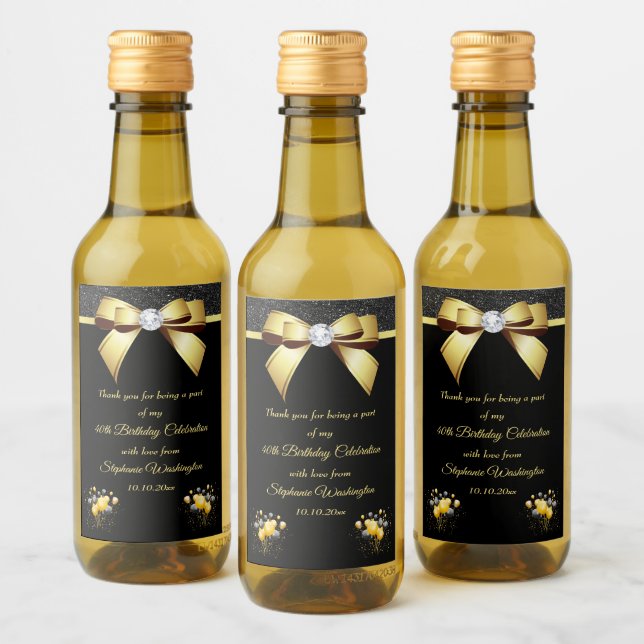 Glamourous Elegance Birthday Wine Label (Bottles)