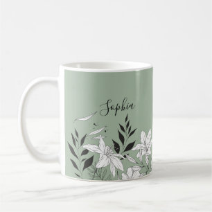 Glamourous elegant black and white name monogram m coffee mug