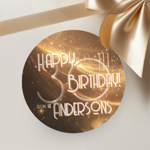Glamourous Elegant Font Champagne Colour Birthday Classic Round Sticker