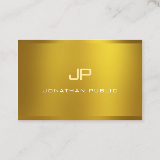 Glamourous Elegant Monogram Gold Look Modern Cool Business Card (Front)