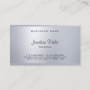 Glamourous Elegant Silver Modern Script Cool Plain Business Card