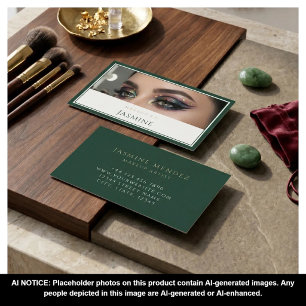 Glamourous Emerald Green Glitter Eyes Makeup Artis Business Card