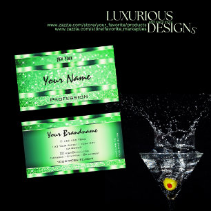 Glamourous Emerald Green Glitter Stars Elegance Business Card
