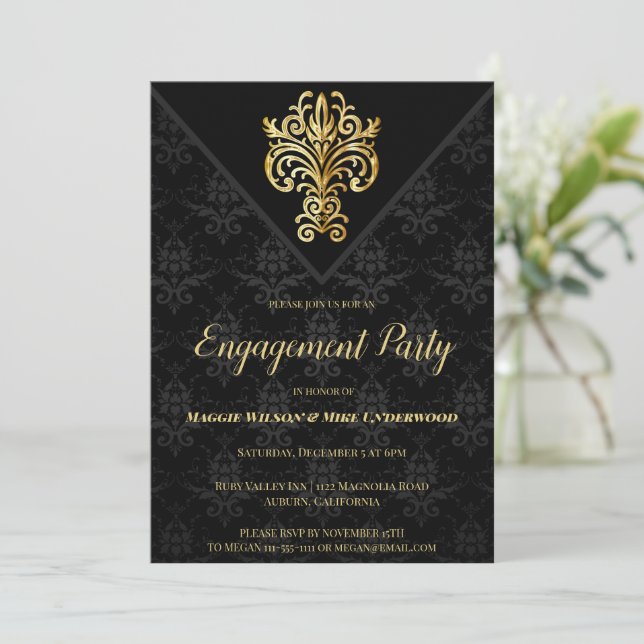 Glamourous Evening Engagement Party Invitation (Standing Front)