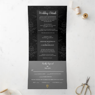 Glamourous Evening Wedding Tri-Fold Invitation