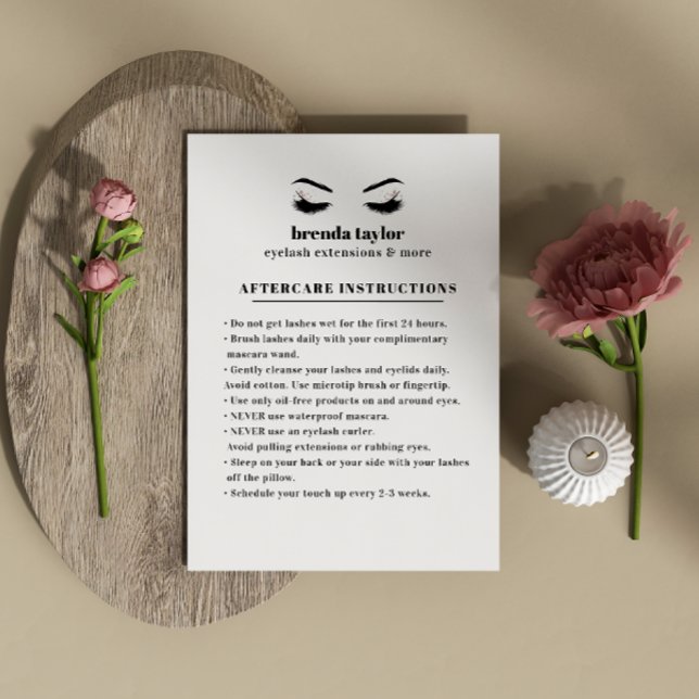 Glamourous Eyelash  Browbar Aftercare Instructions Business Card (Creator Uploaded)