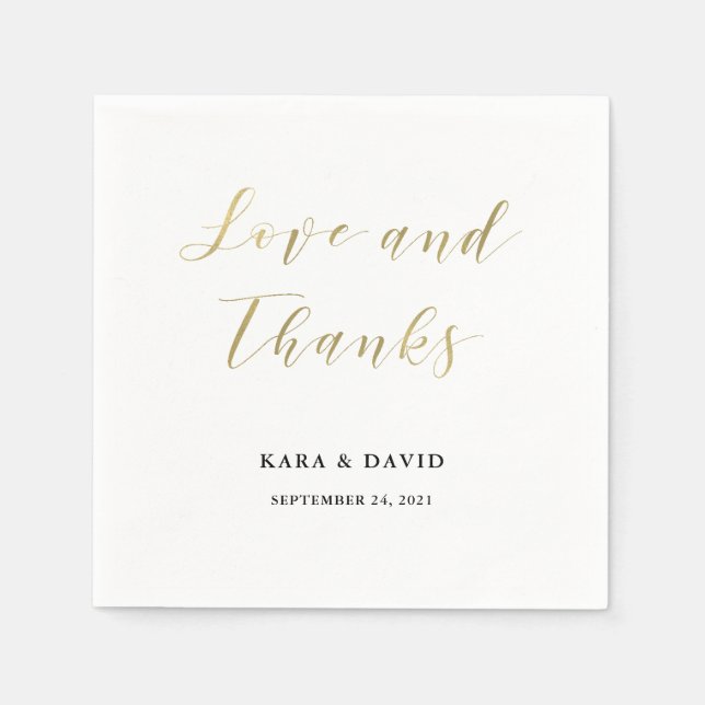 Glamourous Faux Gold Classic Wedding Napkin (Front)