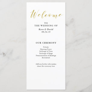 Glamourous Faux Gold Classic Wedding Program Programme