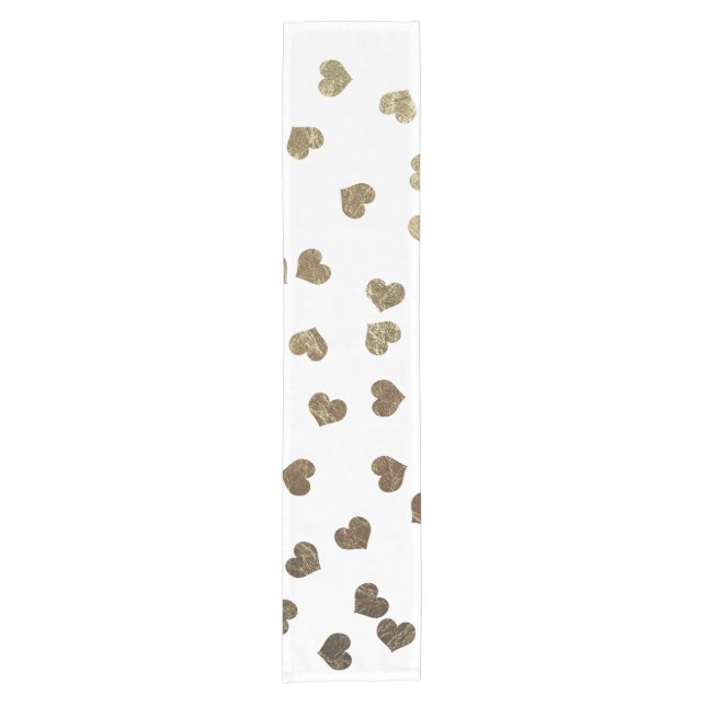 Glamourous Faux Gold Hearts Pattern Short Table Runner (Front)