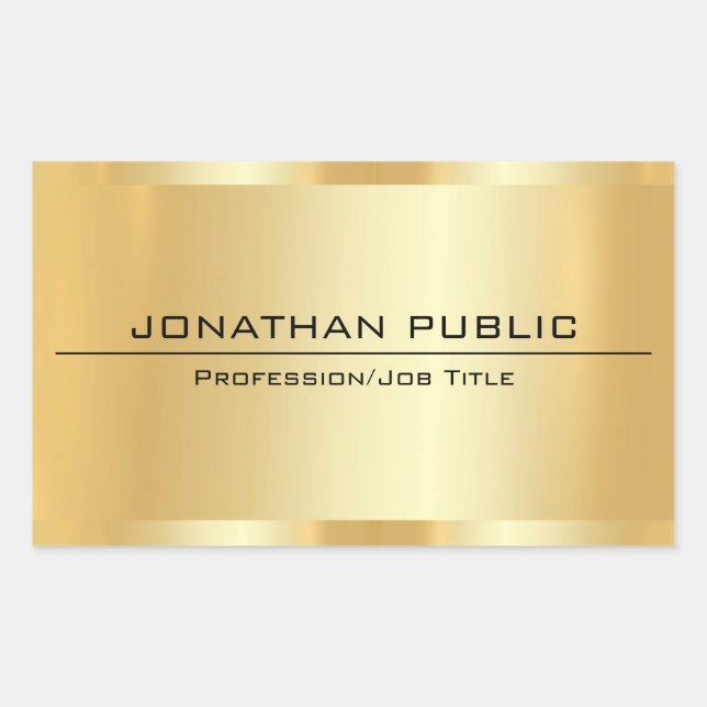 Glamourous Faux Gold Metallic Look Modern Design Rectangular Sticker (Front)