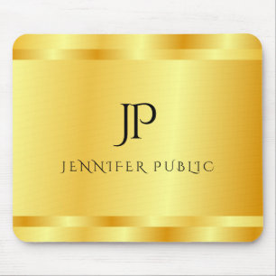 Glamourous Faux Gold Modern Elegant Monogrammed Mouse Pad