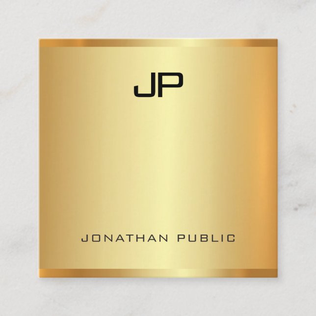 Glamourous Faux Gold Modern Elegant Professional Square Business Card (Front)