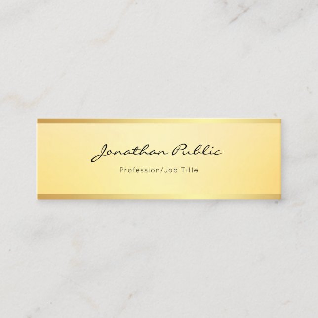Glamourous Faux Gold Modern Simple Template Elegan Mini Business Card (Front)