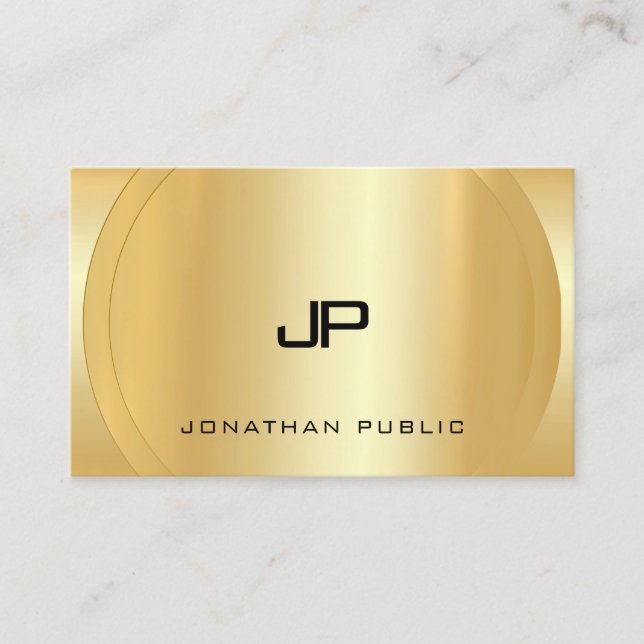 Glamourous Faux Gold Monogrammed Template Business Card (Front)
