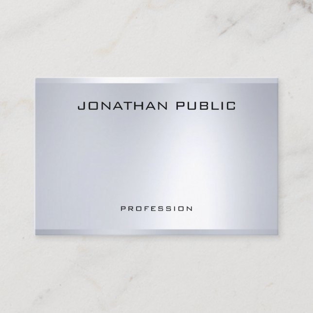 Glamourous Faux Silver Modern Professional Templat Business Card (Front)