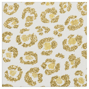 Glamourous Faux Sparkly Gold Leopard Fabric