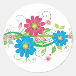 Glamourous flowers classic round sticker