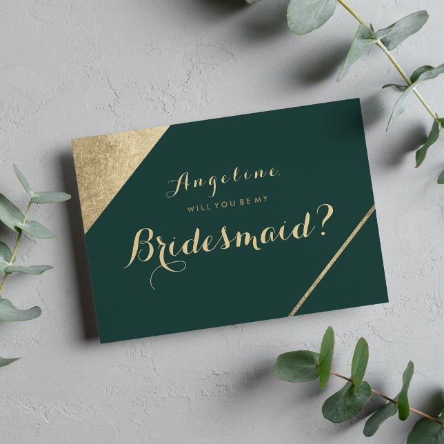 Glamourous forest green gold chic Bridesmaid Invitation (Glamorous forest green gold chic Bridesmaid Invitation)