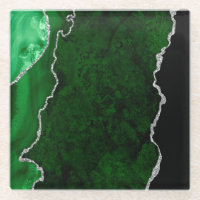 Glamourous Forest Green Marble Chic Silver Glitter