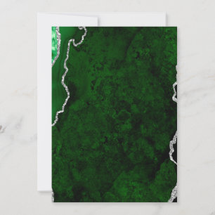 Glamourous Forest Green Marble Chic Silver Glitter Invitation