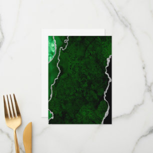 Glamourous Forest Green Marble Chic Silver Glitter Menu