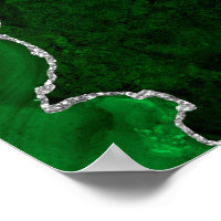 Glamourous Forest Green Marble Chic Silver Glitter