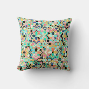 Glamourous Gilded Moroccan Tile Pattern Cushion