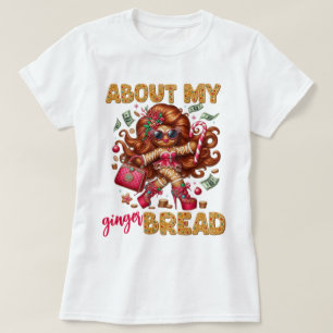 Glamourous Gingerbread Girl Pink Christmas T-Shirt