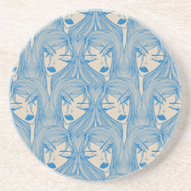 Glamourous girl: stylish seamless pattern. coaster (Front)